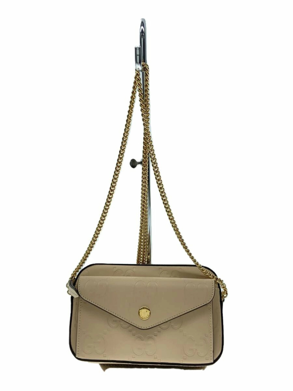 Gucci beige Pink Jumbo GG embossed Chain Crossbody Bag